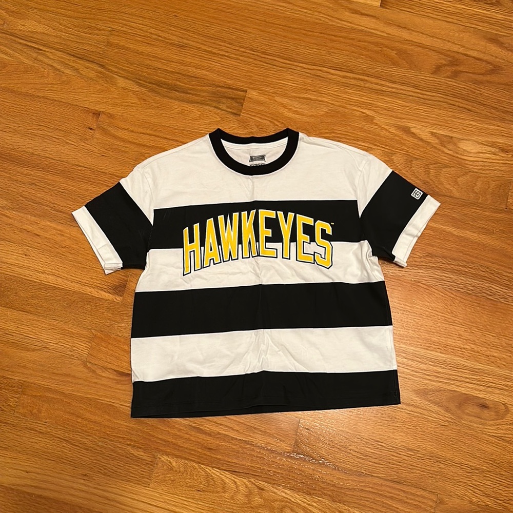 Hawkeyes Striped Short Sleeve Tee - Black & White